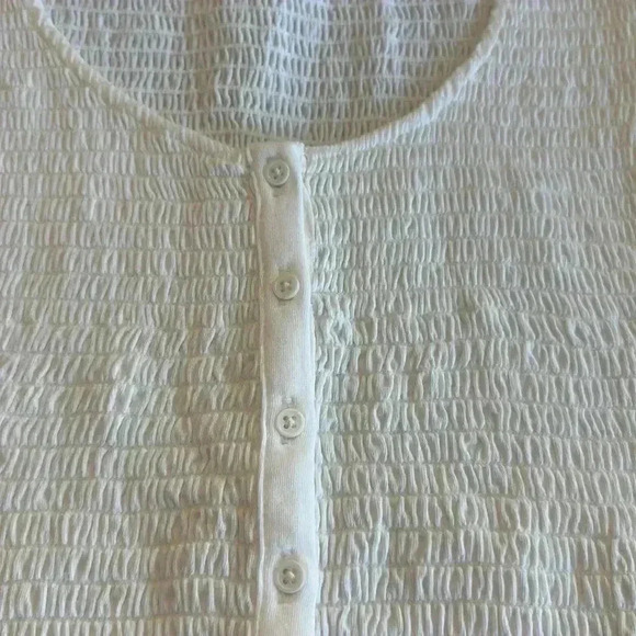 GAP | Smocked Button-Front Top, White - Picture 5 of 8